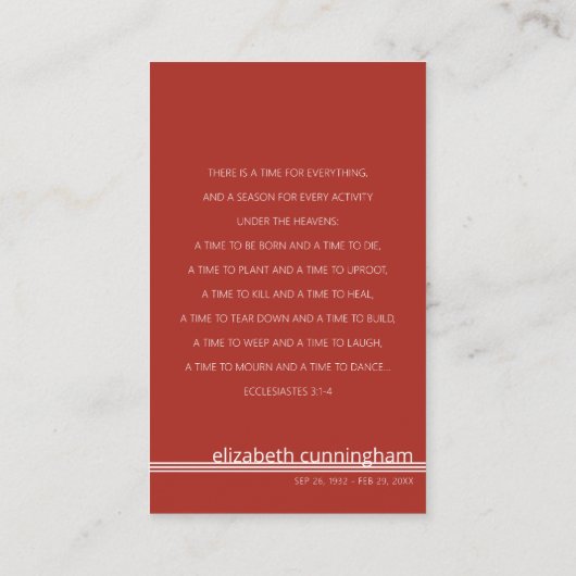 Voor altijd in ons hart Foto Funeral Memorial Card Visitekaartje (Achterkant)