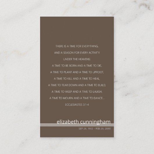 Voor altijd in ons hart Foto Funeral Memorial Card Visitekaartje (Achterkant)