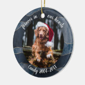 Voor altijd in ons hart Foto Huisdier Herdenking A Keramisch Ornament (Links)