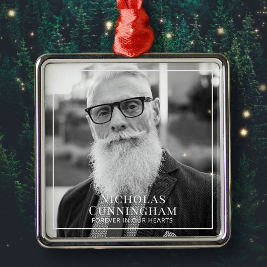 Voor altijd in ons hart Foto Memorial Keepslag Metalen Ornament