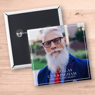 Voor altijd in ons hart Foto Memorial Keepslag Vierkante Button 5,1 Cm