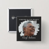 Voor altijd in ons hart | Foto Memorial Vierkante Button 5,1 Cm (Voorkant /achterkant)