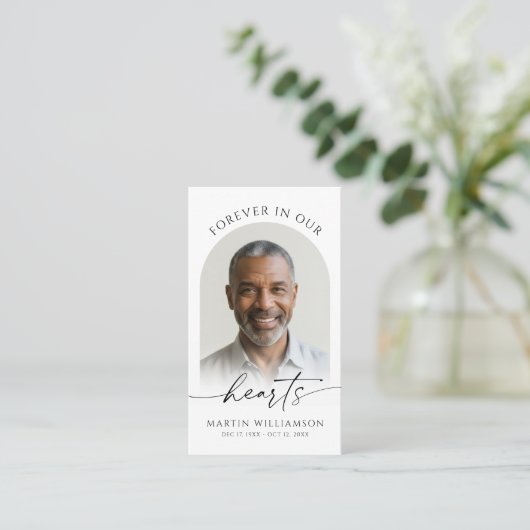 Voor altijd in ons hart Foto Moderne Gebed Kaarten Visitekaartje (Staand voorkant)
