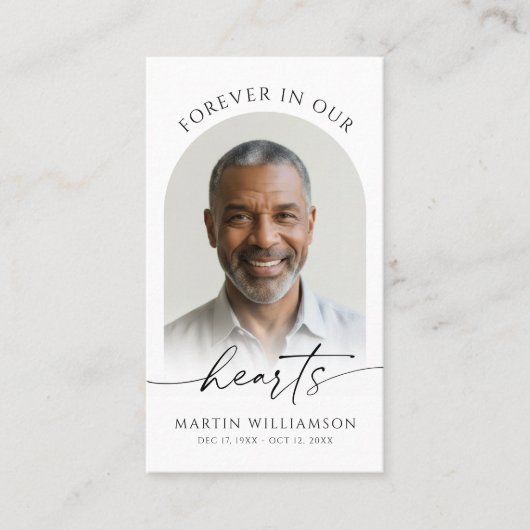 Voor altijd in ons hart Foto Moderne Gebed Kaarten Visitekaartje (Voorkant)