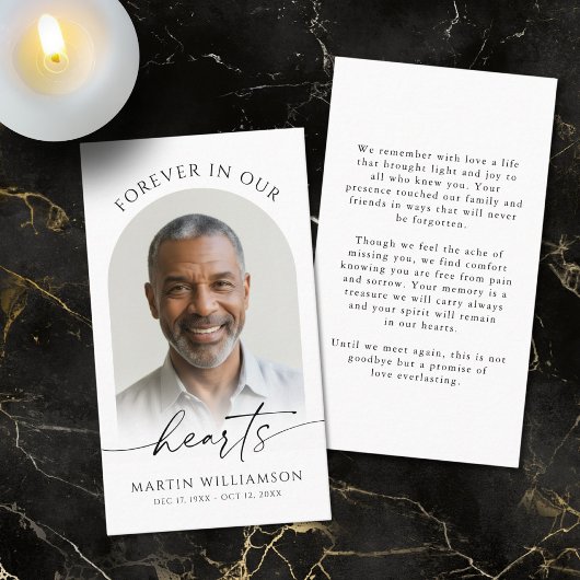 Voor altijd in ons hart Foto Moderne Gebed Kaarten Visitekaartje