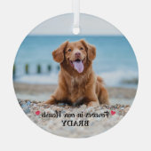 Voor altijd in ons hart Foto Pet Memorial Glas Ornament (Achterkant)