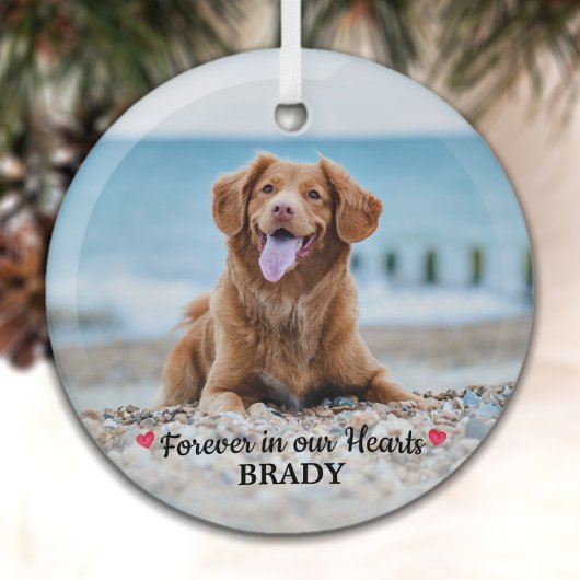 Voor altijd in ons hart Foto Pet Memorial Glas Ornament