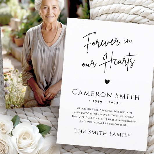 Voor altijd in ons hart foto sympathie bedankkaart