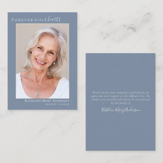 Voor altijd in ons hart Foto Sympathie Dank u niet Notitiekaartje (Voorkant / Achterkant)