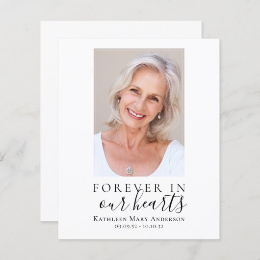 Voor altijd in ons hart Foto Sympathie Hartelijk d (Voorkant / Achterkant)