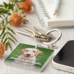 Voor altijd in ons hart Foto van Pet Dog Sleutelhanger<br><div class="desc">Houd je wazige familielid dicht bij je hart met deze prachtige sleutelhanger van de foto-keepomwille. Ontworpen om de herinnering aan een geliefde hond,  kat of ander huisdier te eren. Kenmerkt een tweezijdig fotoontwerp met douane wit "Voorzichtig in Ons Geest"manuscriptbekleding met naam u kunt personaliseren.</div>