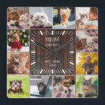 Voor altijd in ons hart Foto van Pet Keepomwille C Vierkante Klok<br><div class="desc">Deze moderne rustige foto-collage-muurklok van een bijtende bloem zal het hart van elke dierenliefhebber opwarmen. Een prachtige keepasje voor elke kattenmoeder, hondenvader of ouder voor alle andere bont baby's, dit is een mooi Instagram-vriendelijk fotoraster, gemakkelijk gepersonaliseerd met 12 van je favoriete afbeeldingen. Het handgeschreven ontwerp en de roestvrije (gedrukte) donkere,...</div>