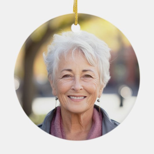 Voor altijd in ons hart gedenkfoto modern wit keramisch ornament (Achterkant)