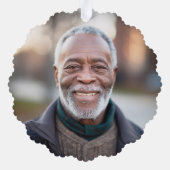 Voor altijd in ons hart gedenkfoto modern wit ornament kaart (Achterkant)