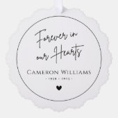 Voor altijd in ons hart gedenkfoto modern wit ornament kaart (Voorkant)
