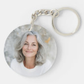 Voor altijd in ons hart gedenkfoto modern wit sleutelhanger (Achterkant)