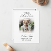 Voor altijd in ons hart | gedenkteken van het Blad Notitiekaartje (Voorkant / Achterkant in situ)