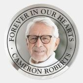 Voor altijd in ons hart gedenkteken volledige foto ronde sticker (Voorkant)