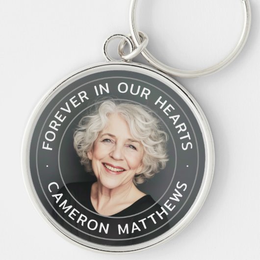 Voor altijd in ons hart gedenkteken volledige foto sleutelhanger (Voorkant)
