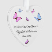 Voor altijd in ons hart gedenkvlinders ornament (voorkant)