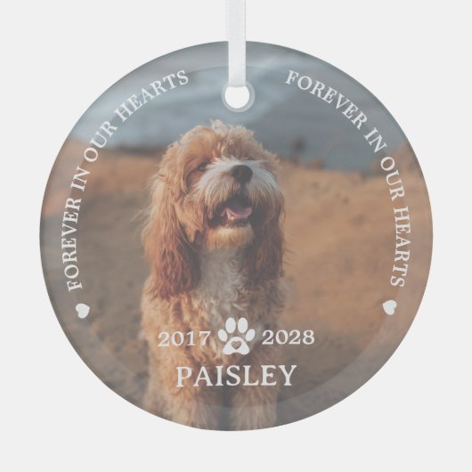 Voor altijd in ons hart Geestesgedenkteken Glas Ornament (Voorkant)