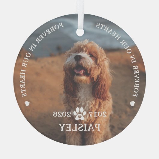 Voor altijd in ons hart Geestesgedenkteken Glas Ornament (Achterkant)