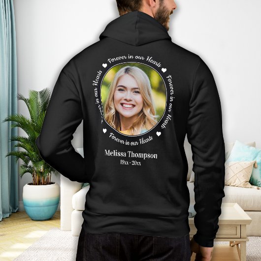 Voor altijd in ons hart Gepersonaliseerd Afbeeldin Hoodie