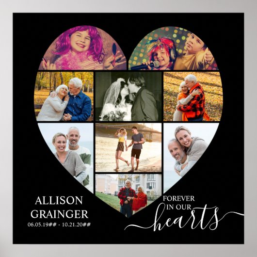 Voor altijd in ons hart Gevoel 9 Foto Collage Poster (Voorkant)