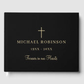 Voor altijd in ons hart Gouden Zwarte Begrafenis Gastenboek (Voorkant)