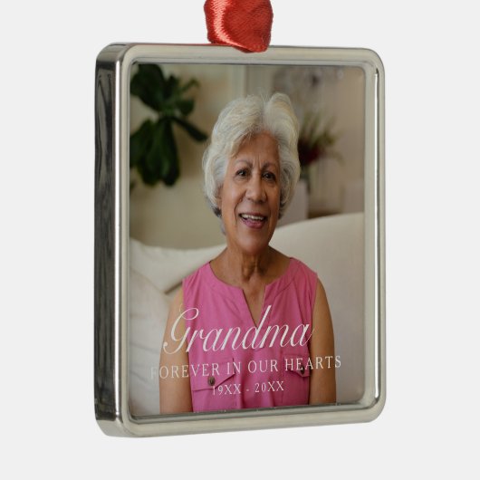 Voor altijd in ons hart Grootmoeder Fotomonument Metalen Ornament (Rechts)