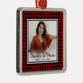 Voor altijd in ons hart Herdenkings Rode Buffalo-c Metalen Ornament (Rechts)