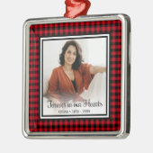 Voor altijd in ons hart Herdenkings Rode Buffalo-c Metalen Ornament (Links)