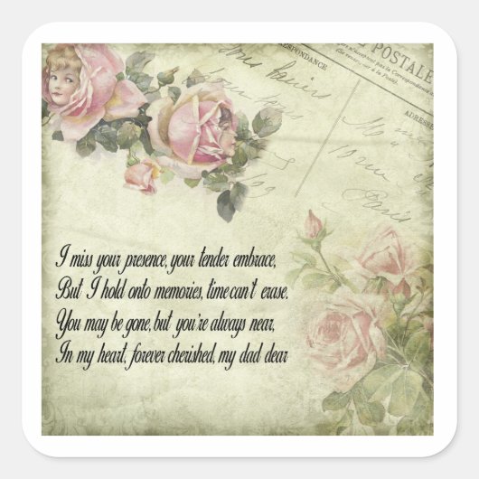 Voor altijd in ons hart: het herinneren van papa vierkante sticker (Voorkant)