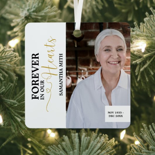 Voor altijd in ons hart in liefdevolle herinnering metalen ornament (Insitu)