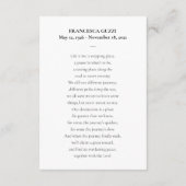 Voor altijd in ons hart Kaart bidden met foto (Achterkant)