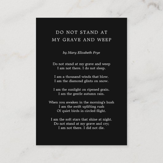 Voor altijd in ons hart Kaart van het begrafenisge Visitekaartje (Achterkant)