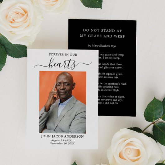 Voor altijd in ons hart Kaart van het begrafenisge Visitekaartje