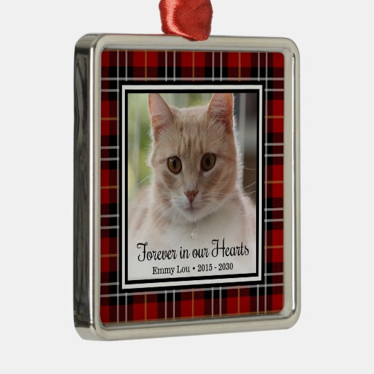 Voor altijd in ons hart kat metalen ornament (Rechts)