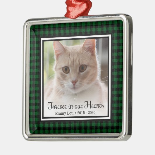 Voor altijd in ons hart kat metalen ornament (Links)