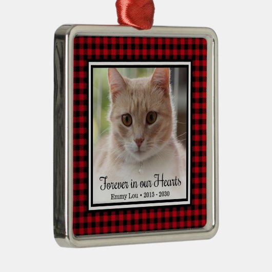 Voor altijd in ons hart kat metalen ornament (Rechts)