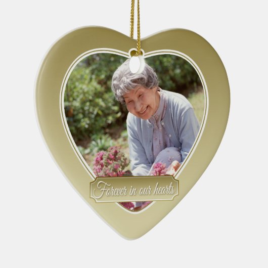 Voor altijd in ons hart Kerstmis-Gold Keramisch Ornament (Rechts)