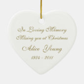 Voor altijd in ons hart Kerstmis-Gold Keramisch Ornament (Achterkant)