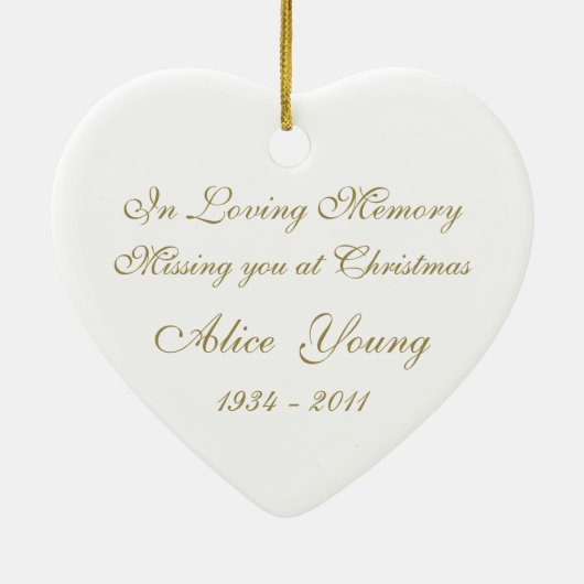 Voor altijd in ons hart Kerstmis-Gold Keramisch Ornament (Achterkant)