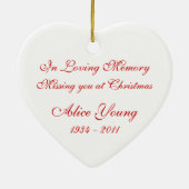 Voor altijd in ons hart Kerstmis Keramisch Ornament (Achterkant)