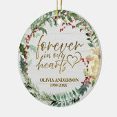 Voor altijd in ons hart | Kransen Foto Memorial Keramisch Ornament (Links)