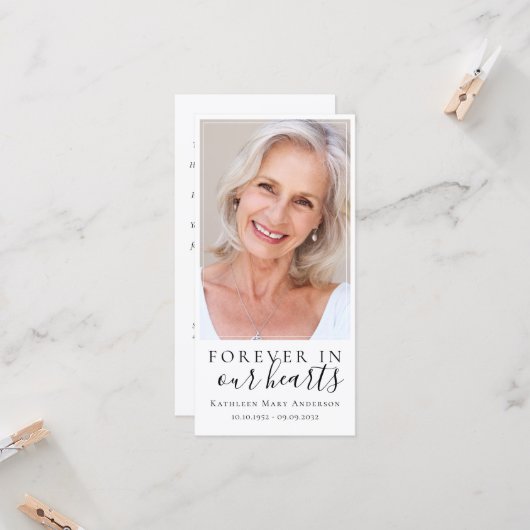 Voor altijd in ons hart Memorial Bladwijzer (Voorkant / Achterkant in situ)