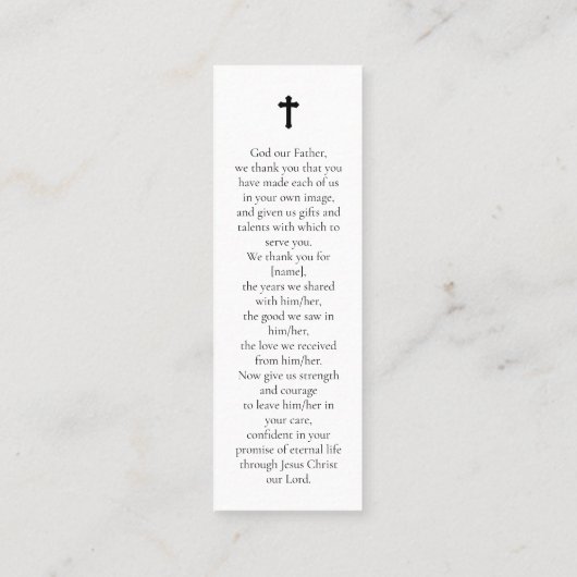 Voor altijd in ons hart Memorial Bladwijzer Card Mini Visitekaartje (Achterkant)