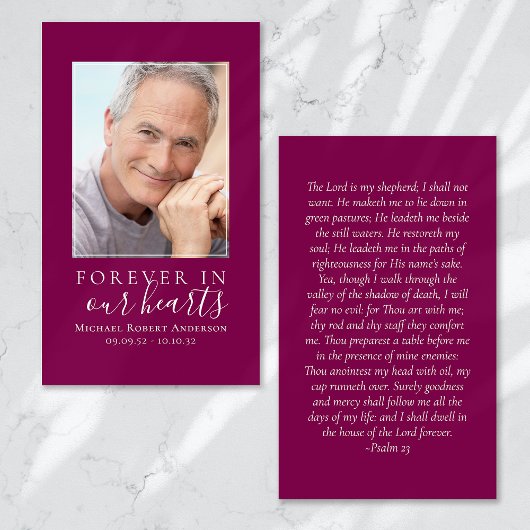 Voor altijd in ons hart Memorial Card Visitekaartje