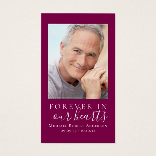 Voor altijd in ons hart Memorial Card Visitekaartje (Voorkant)