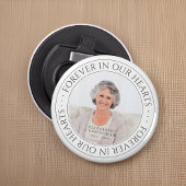 Voor altijd in ons hart Memorial Elegant Foto Button Flesopener